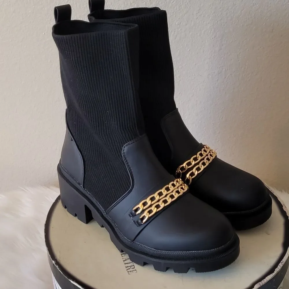 Black sock chain Boots